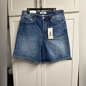 Mica Blue Denim High Waist Bermuda Shorts Sz XL NEW